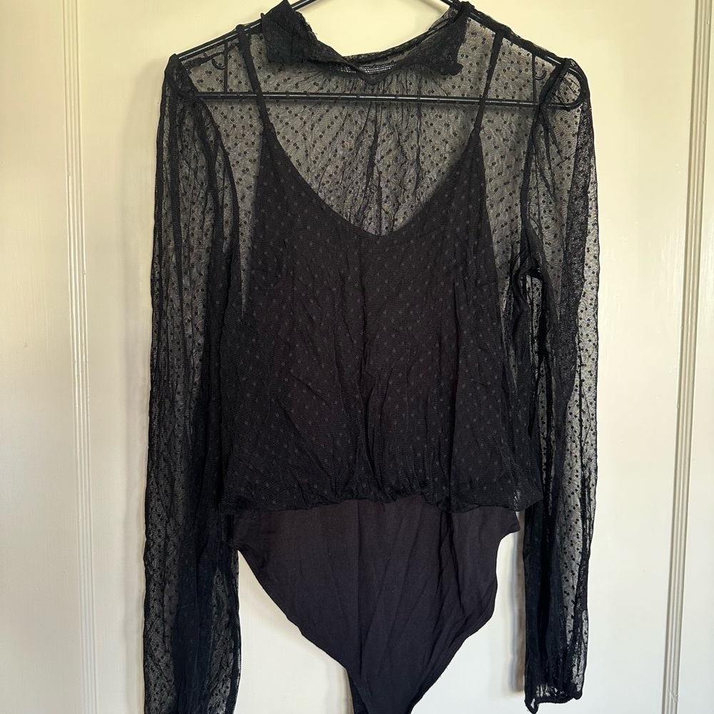 Black mesh bodysuit